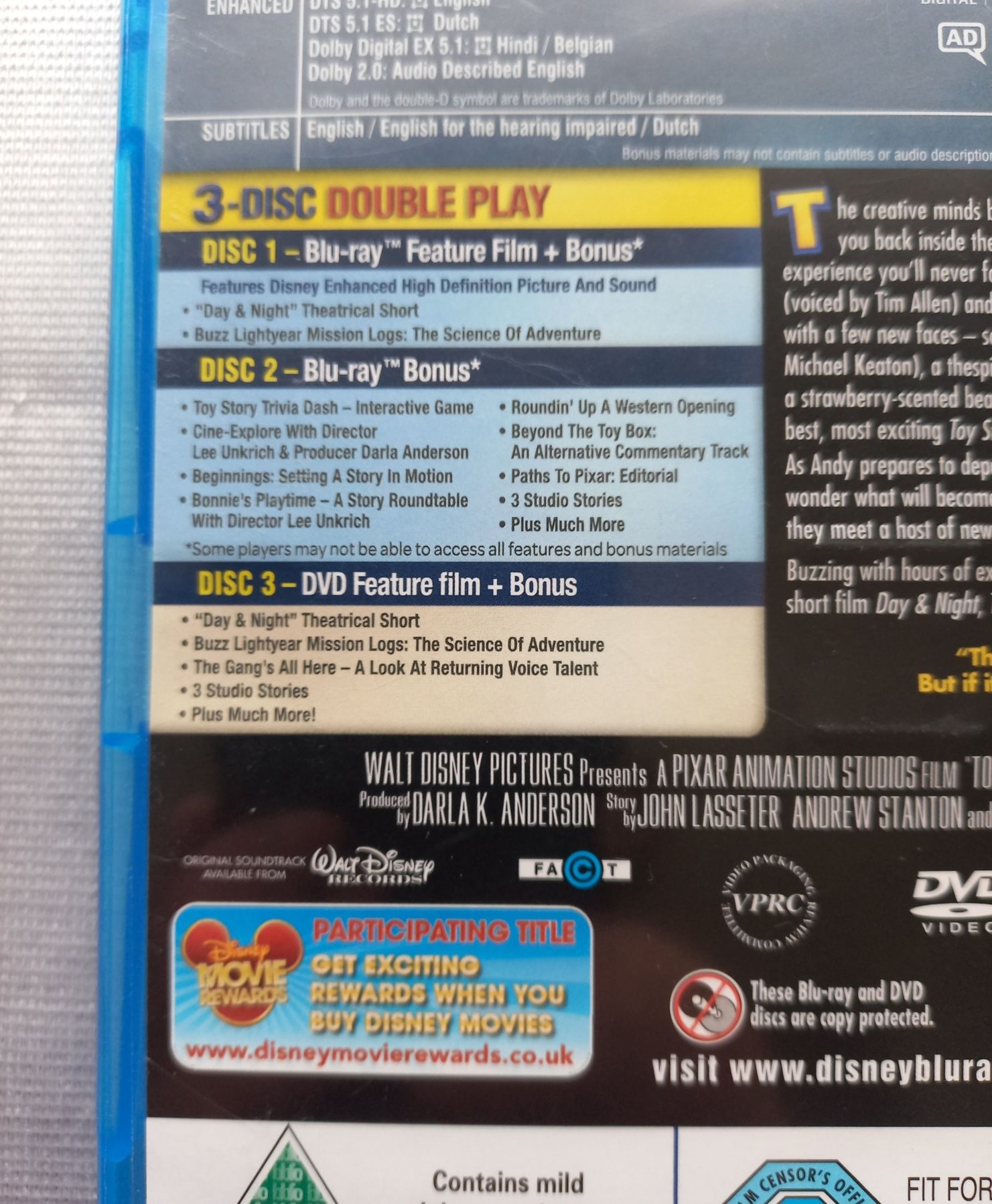 Blu ray + DVD Диск мультфильм Toy Story 3 История Игрушек (Англ)