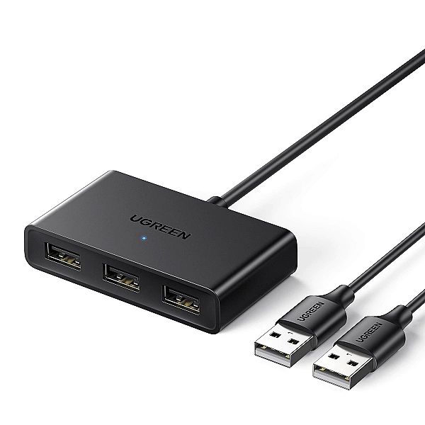 Ugreen przełącznik adapter switch box USB 2 wejścia - 3 wyjścia czarny