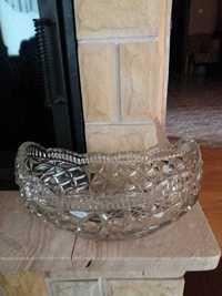 kryształ - półmisek przezroczysty -  łódka grube szkło , prl