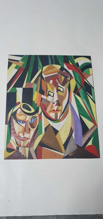 Pintura em quadro de madeira.