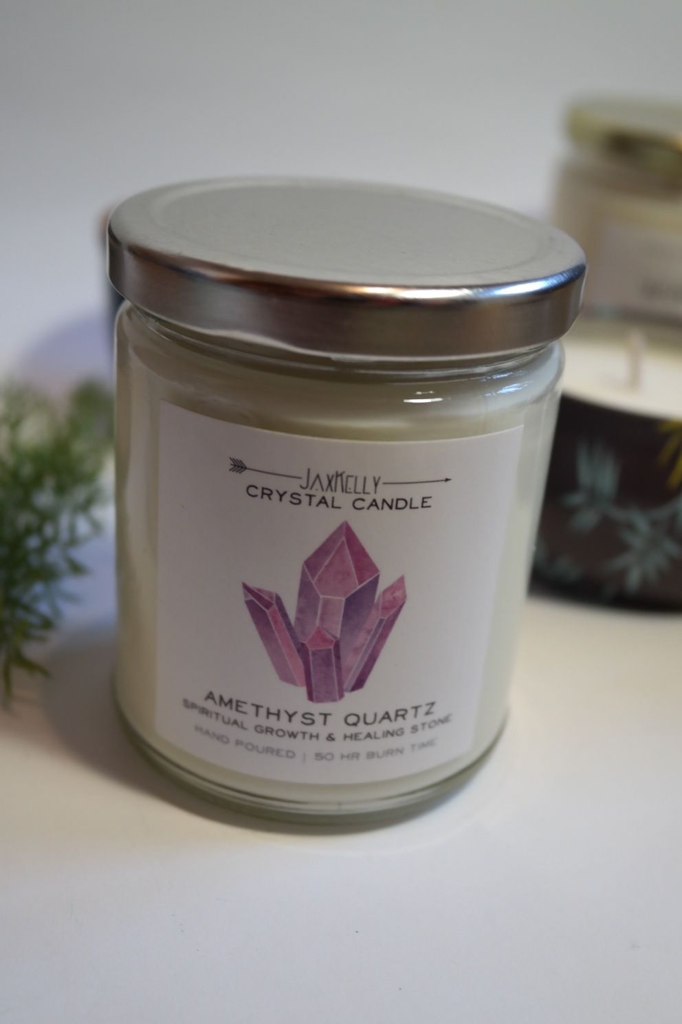 Jaxkelly crystal candle аместистовый кварц соевая ароматизированая све