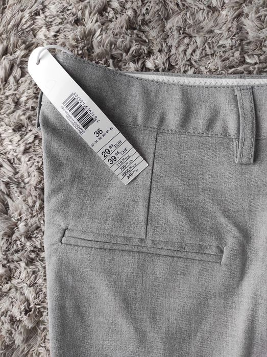 Nowe spodnie materiałowe szare bojówki szerokie wysoki stan cargo 36