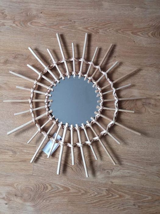 Lustro boho, trawa, rattan, wiklina