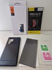 Zestaw do Samsung Galaxy S22 Ultra Case Spigen + Szkło Privacy