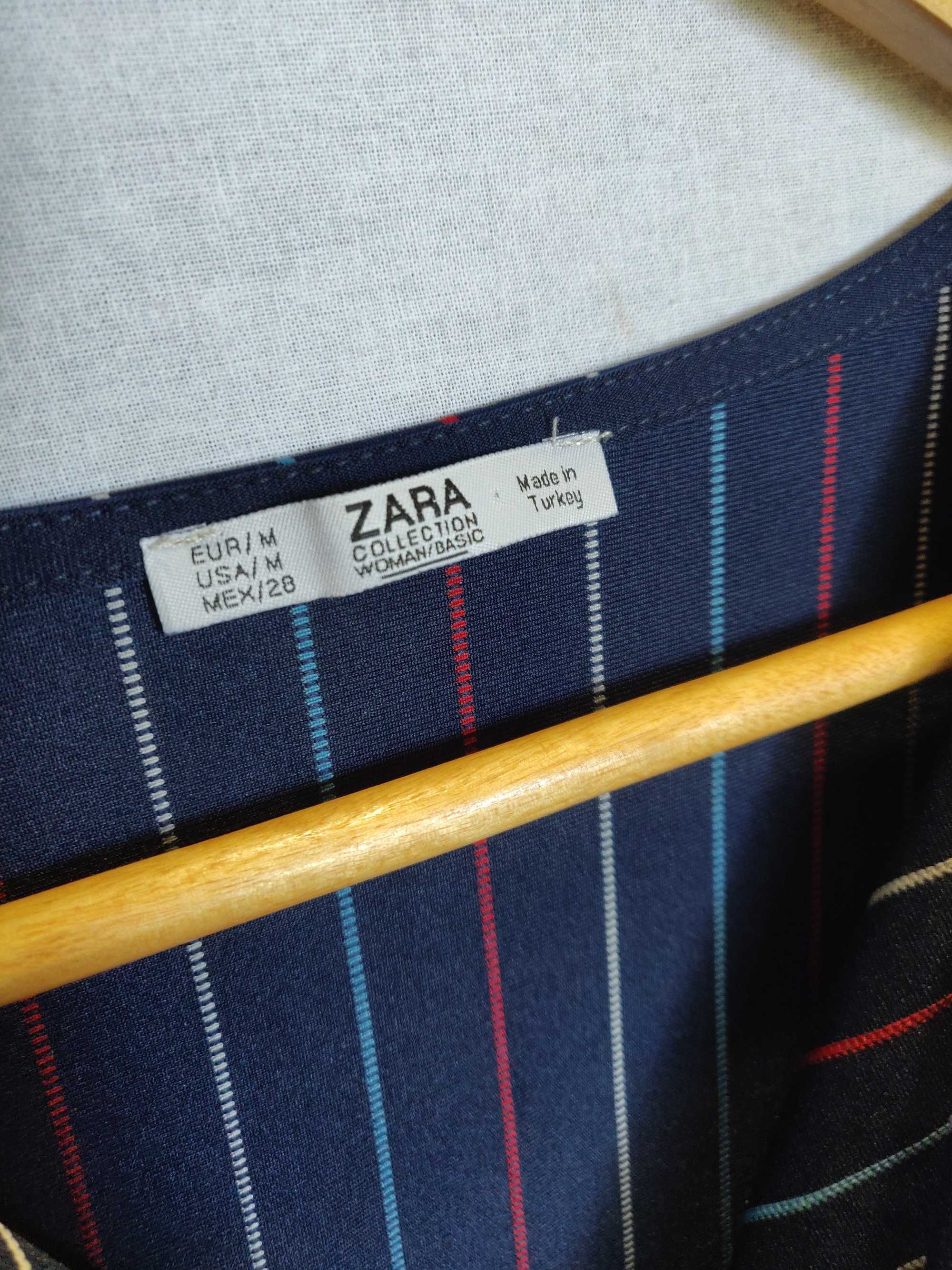Платье плаття футляр полоска zara карандаш смужка синє s