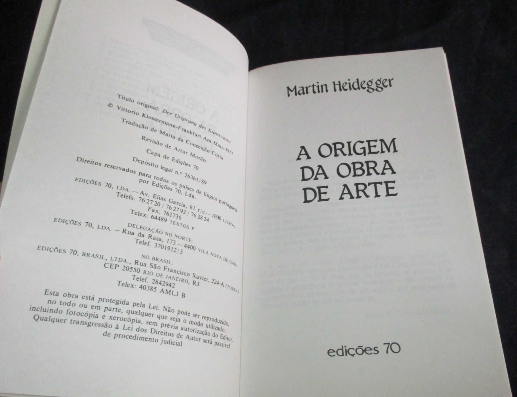 Livro A Origem da Obra de Arte Martin Heidegger