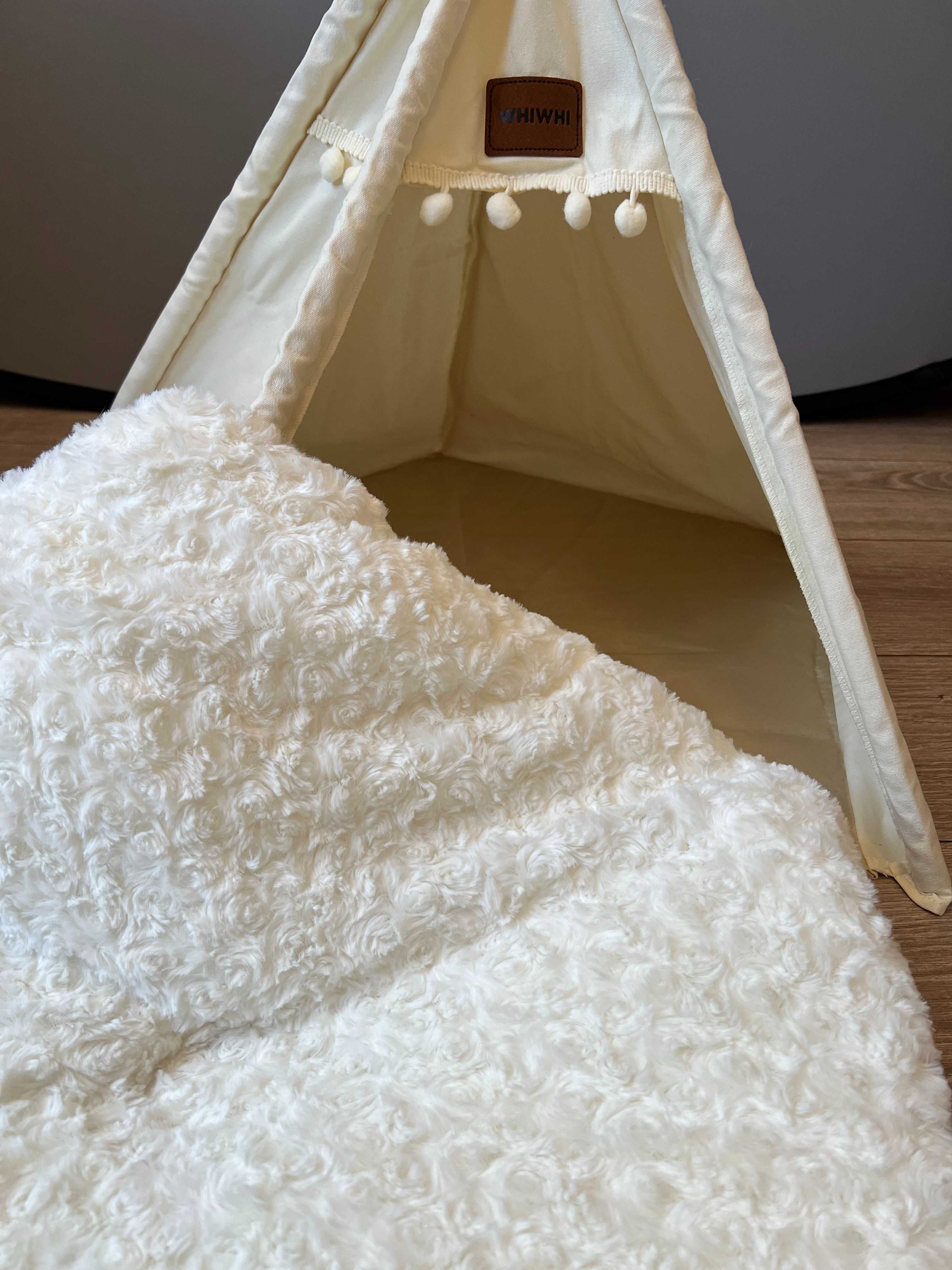 Namiot dla Psów Tipi z Grubą Poduszką, Legowisko dla Kota/Psa, WhiWhi