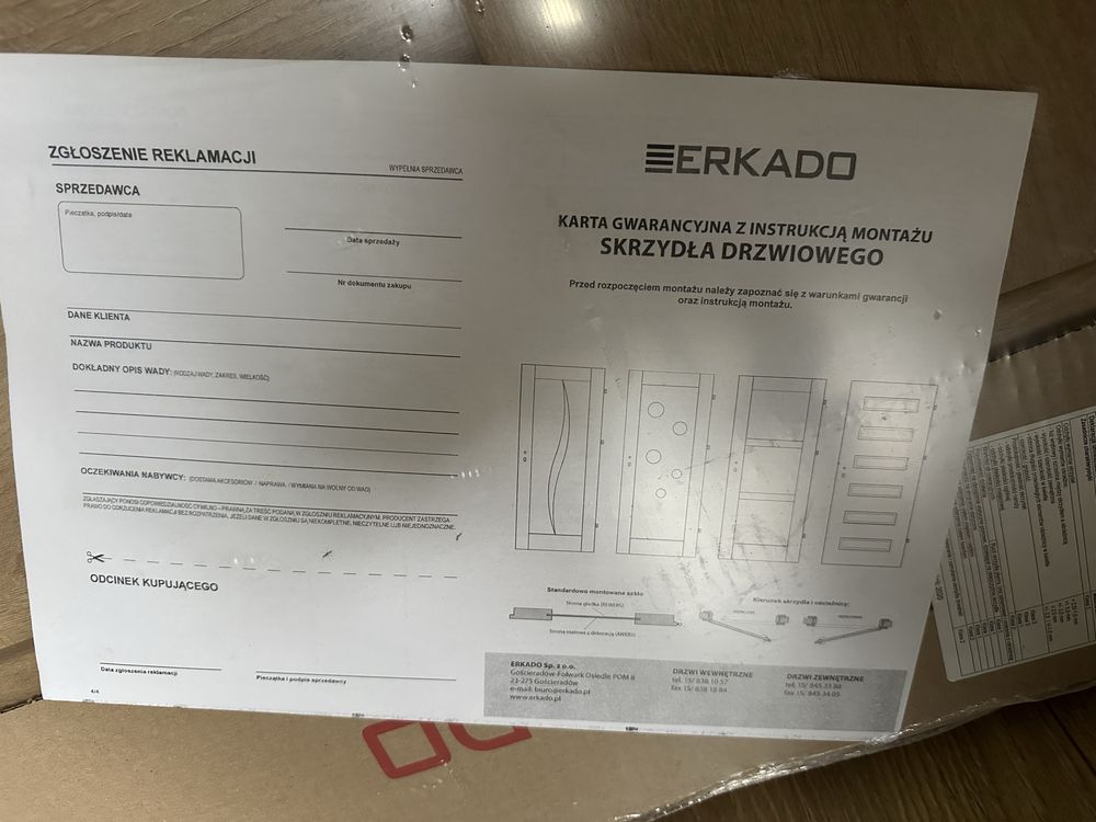 Drzwi Wewnętrzne Skrzydło Drzwiowe Erkado 2030 wysokość 1044 szerokość