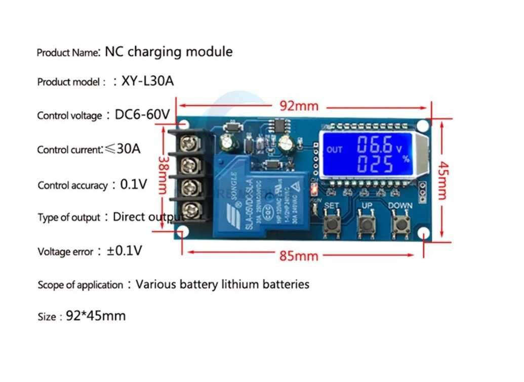 Контролер заряду акумуляторів XY-L30A, 6-60V, до 30А.