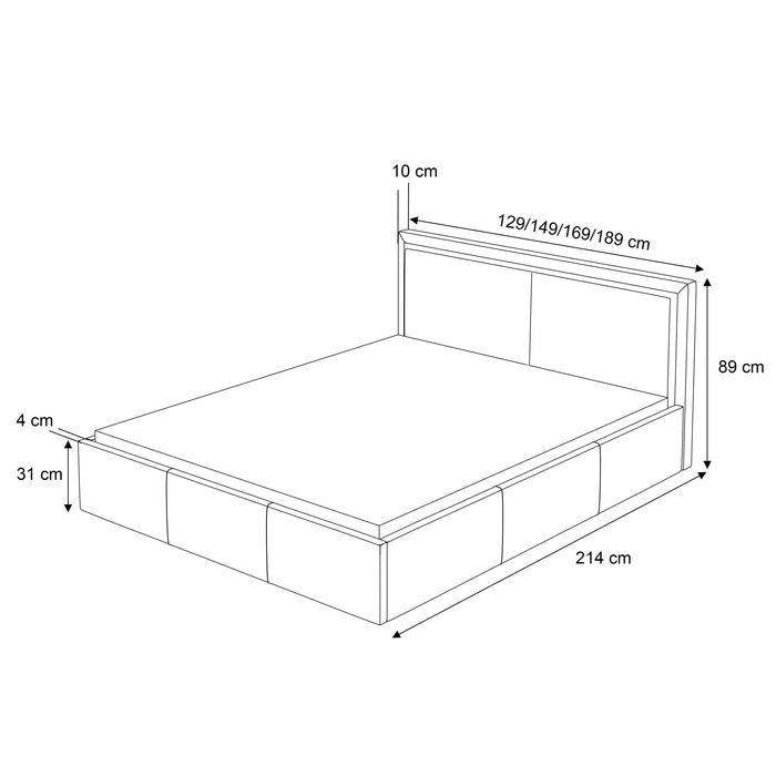 Łóżko tapicerowane z podnoszonym stelażem 120/140/160/180x200STELLA II