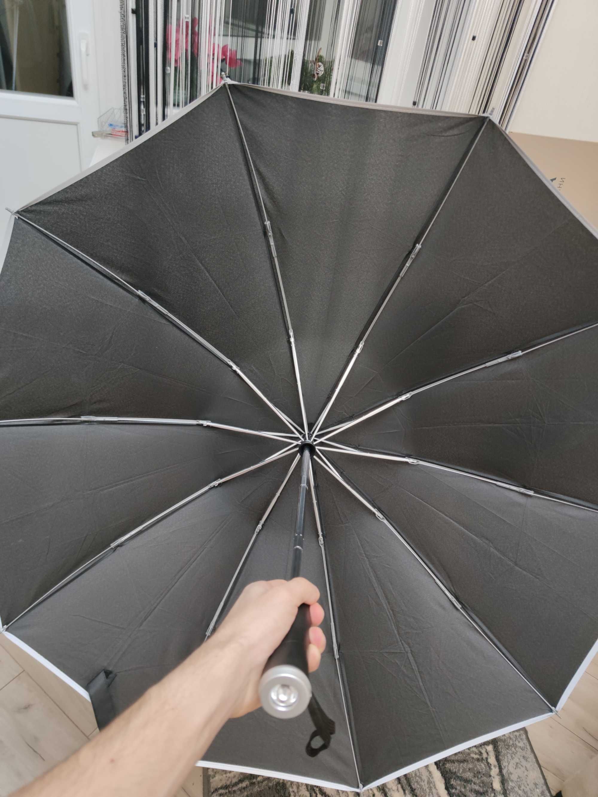 Зонт Xiaomi Автоматический с фонариком, зонтик ветрозащитный, светоотр