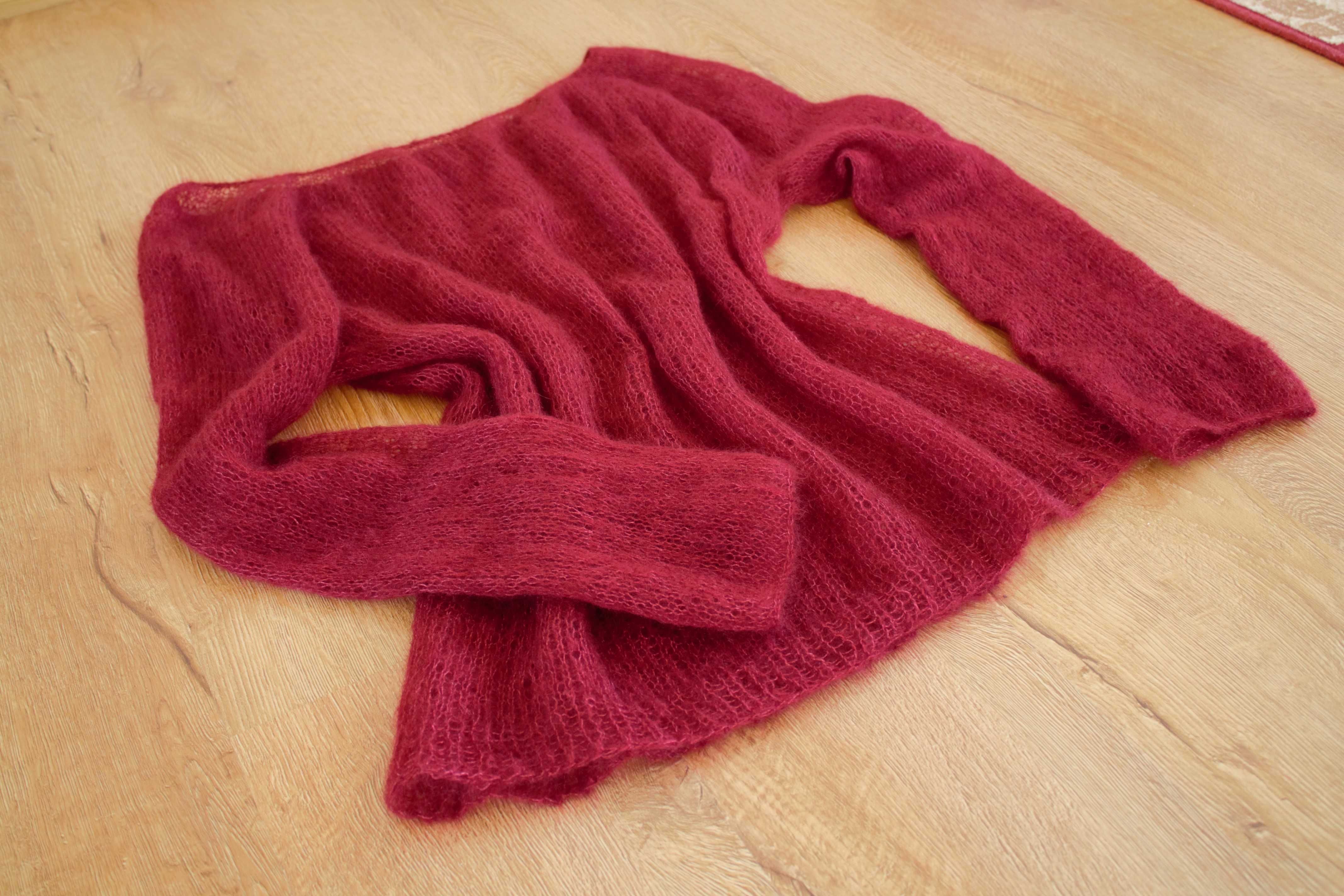 Camisola feita a mao. Oversized burgundy silk super kid mohair sweater