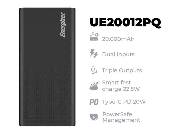 Зовнішній акумулятор Energizer UE20012PQ 20000 mAh (PowerBank) 22.5W