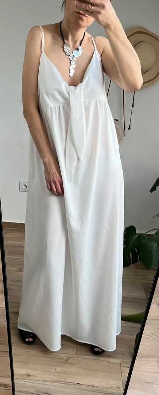 Biała maxi długa NOWA suknia boohoo boho ślubna wesele
