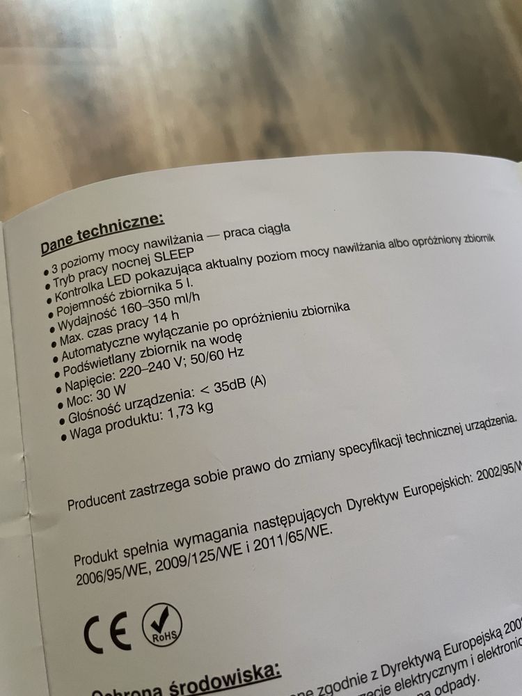 Nawilżacz powietrza ultradźwiękowy HB