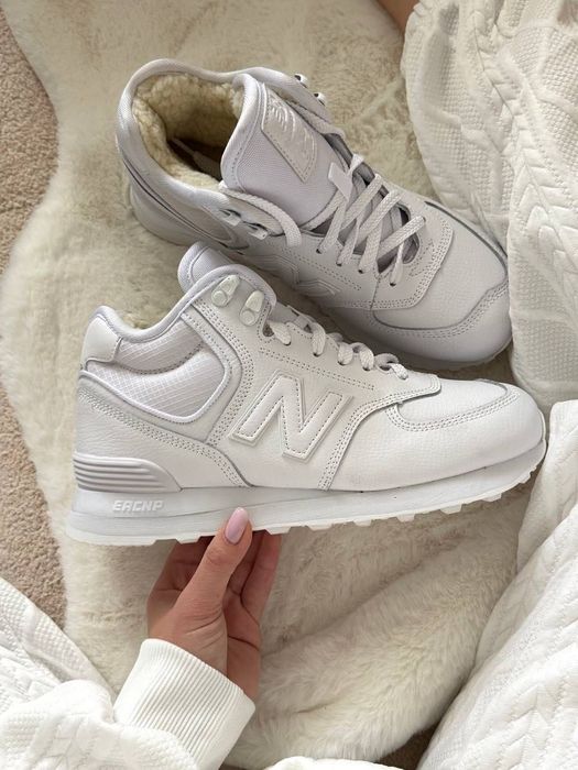 ТОП! New Balance 574 White (Хутро) 37 38 39 40 41 ню беланс білі