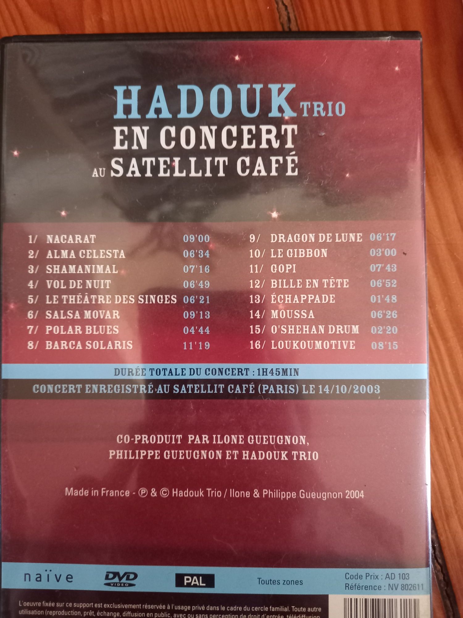 Dvd Hadouk trio en concert au satellit cafe