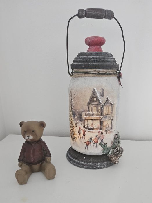 Zimowy lampion mix-media