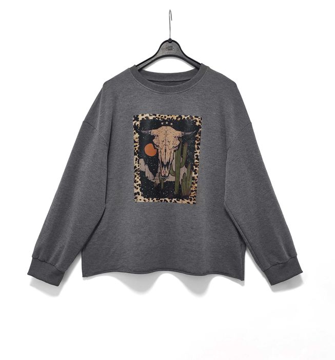 Bluza Cienka Luźna Oversize Country Szara |R. XXL