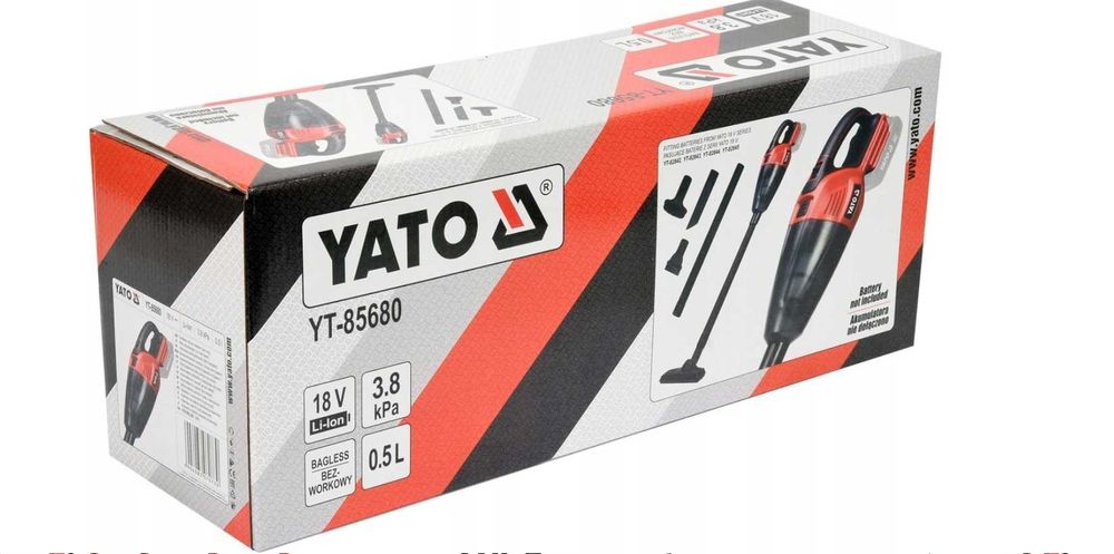 YATO YT-85680 ODKURZACZ AKUMULATOROWY Bezworkowy 18V Pojemnik 0,5L