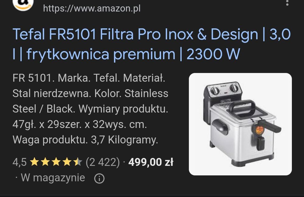 Frytkownica tradycyjna Tefal FR 5101, 2000 W 3 l