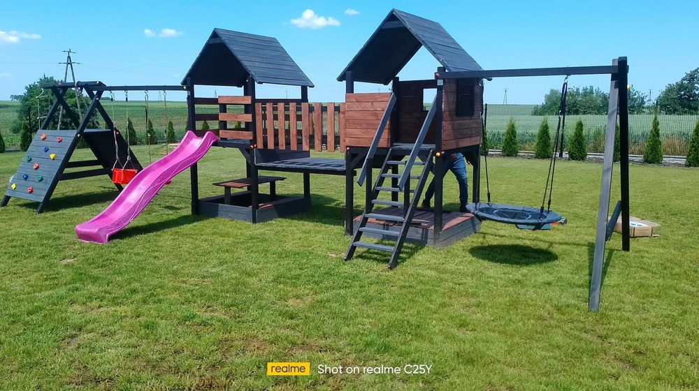 %RATY%  D8 Duży plac zabaw z mostkiem domek dla dzieci MONTAŻ GRATIS