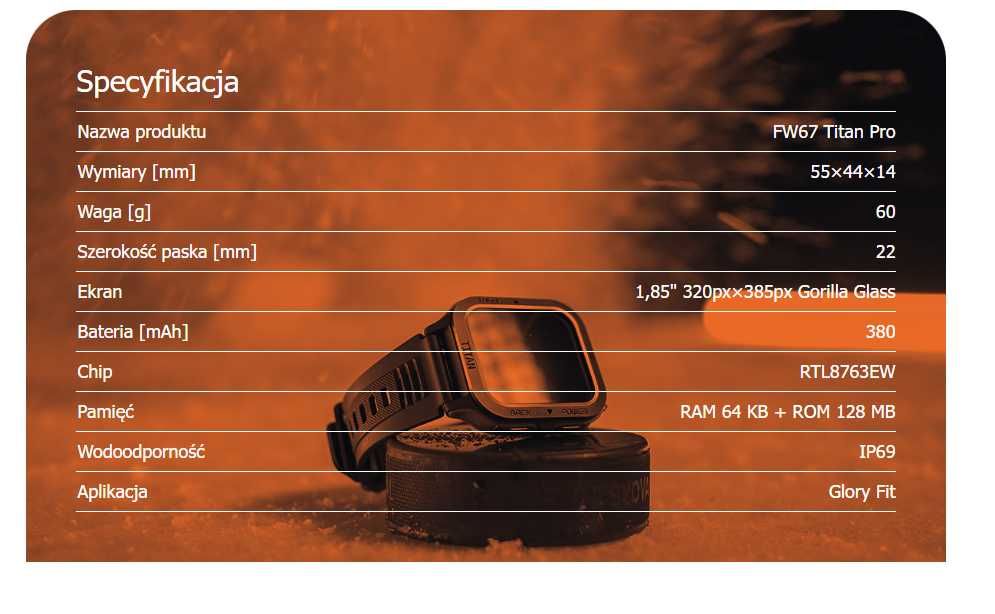 Smartwatch Maxcom FW67 Titan Pro 55mm Pomarańczowy