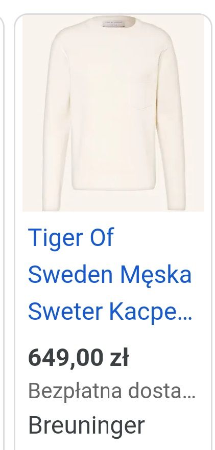 Tiger of Sweden męska śmietankowa bluza