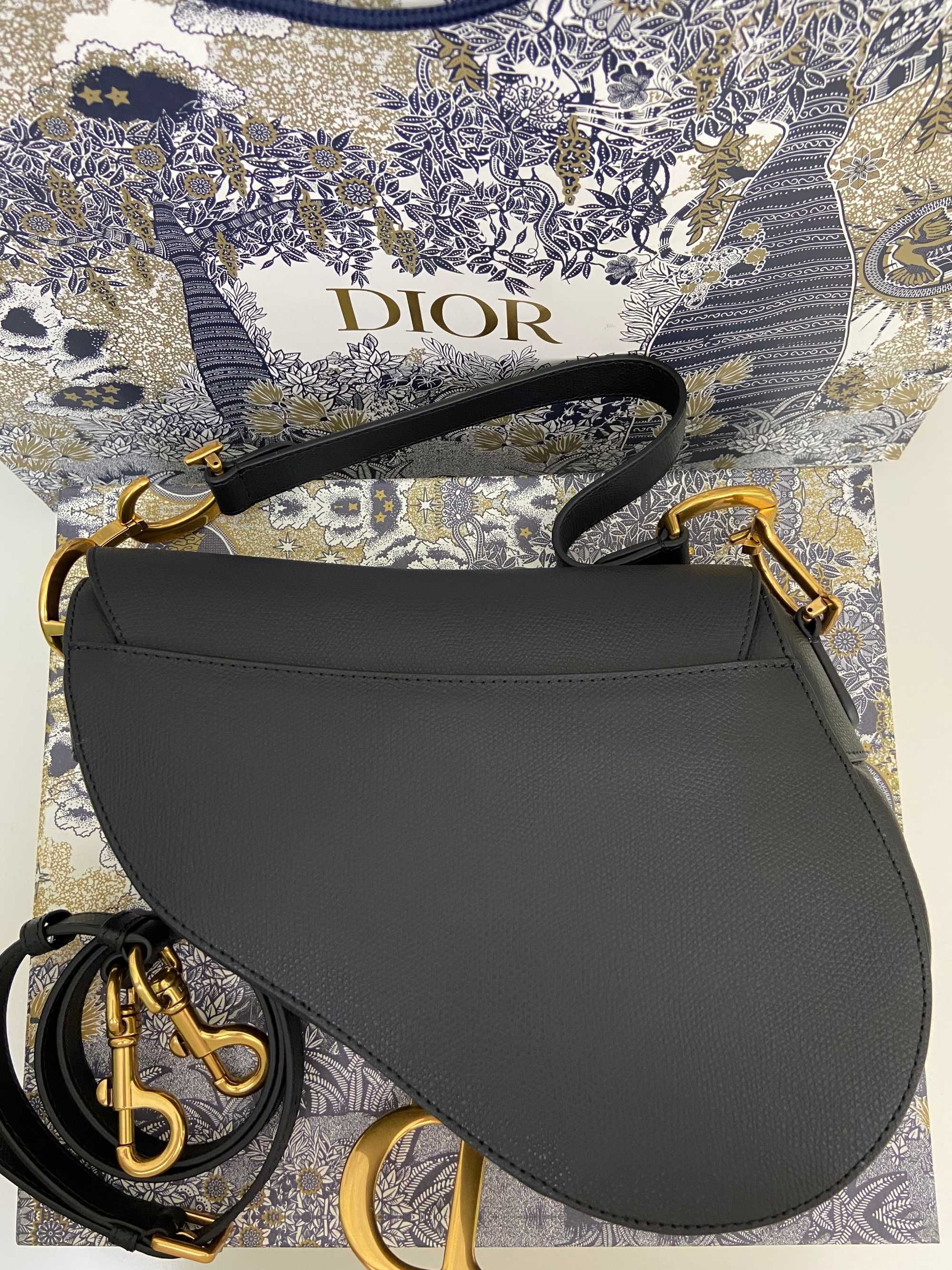 Torebka CHRISTIAN DIOR torba na ramię saddle bag czarna