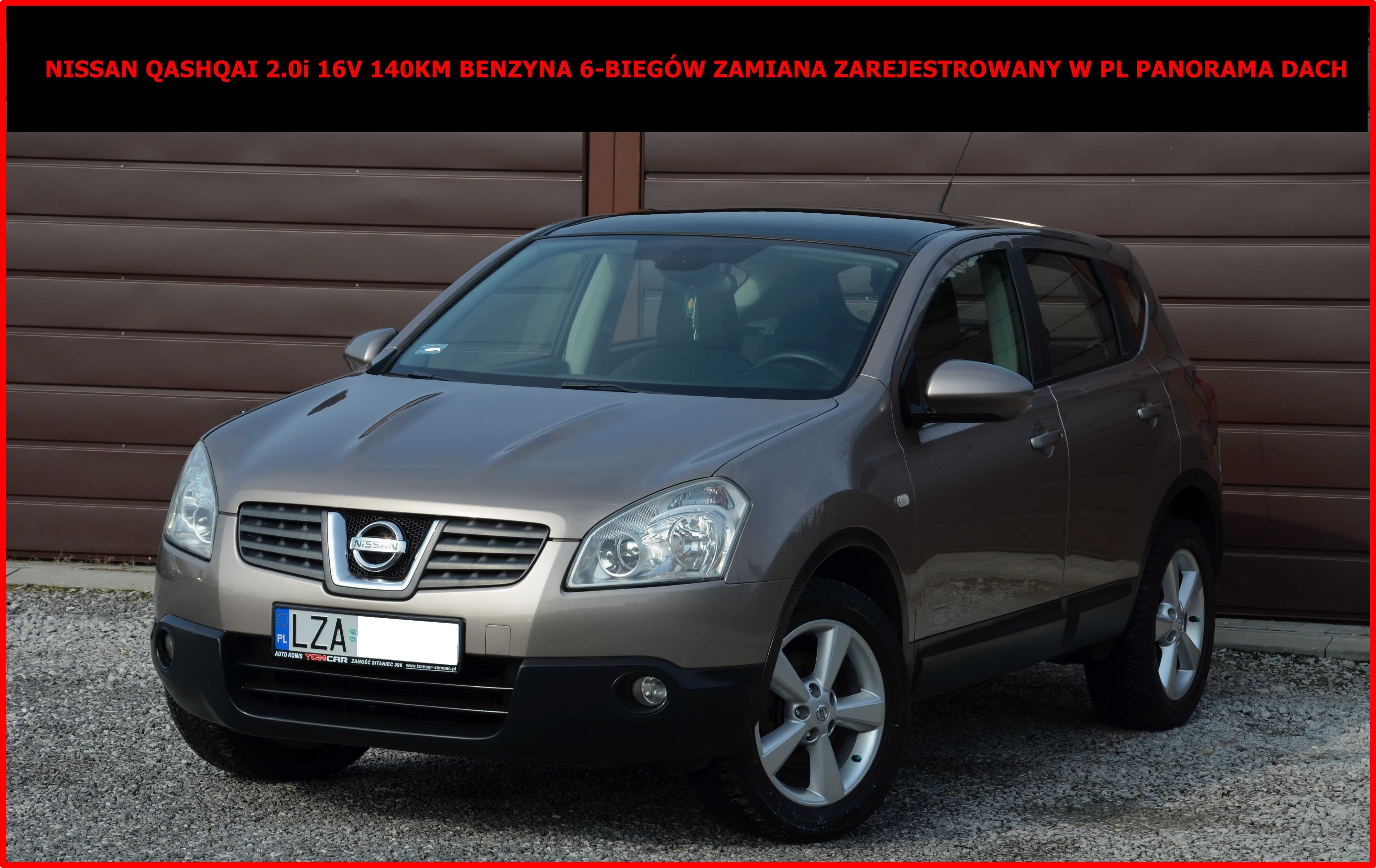 Nissan Qashqai 2.0i 16V 140KM Benzyna Zamiana Zarejestrowany Panorama