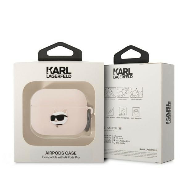 Etui Karl Lagerfeld Silicone Choupette Head 3D Różowe na AirPods Pro