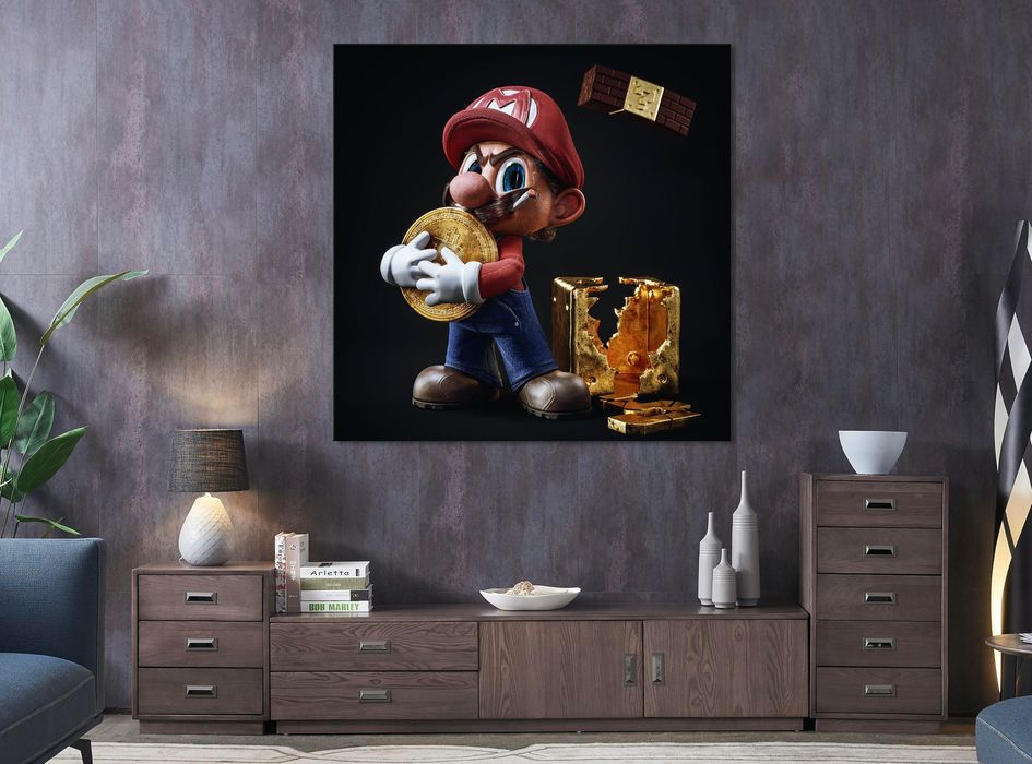 Картина "Супер Маріо", Біткоїн, Холст, Подарунок хлопцю, Арт
