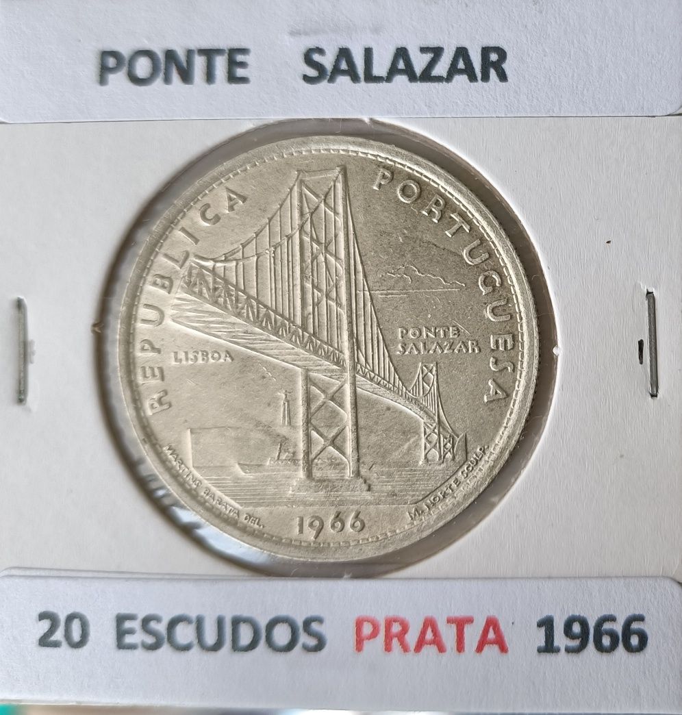 Moeda Comemorativa  de 20 escudos Prata  « Ponte Salazar 1966 »