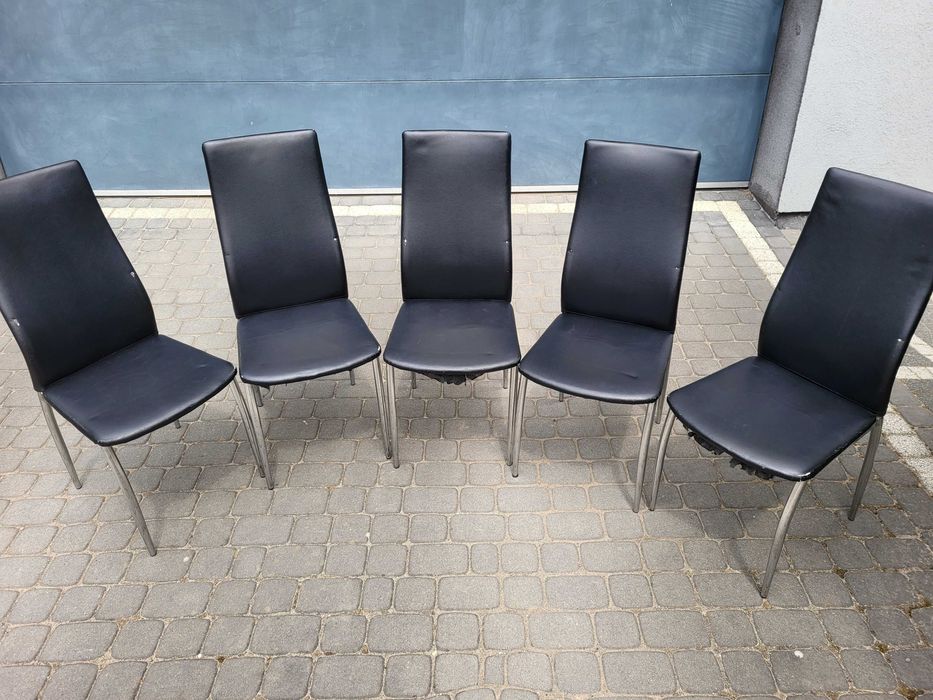 krzesła 5szt. czarne używane salon / jadalnia