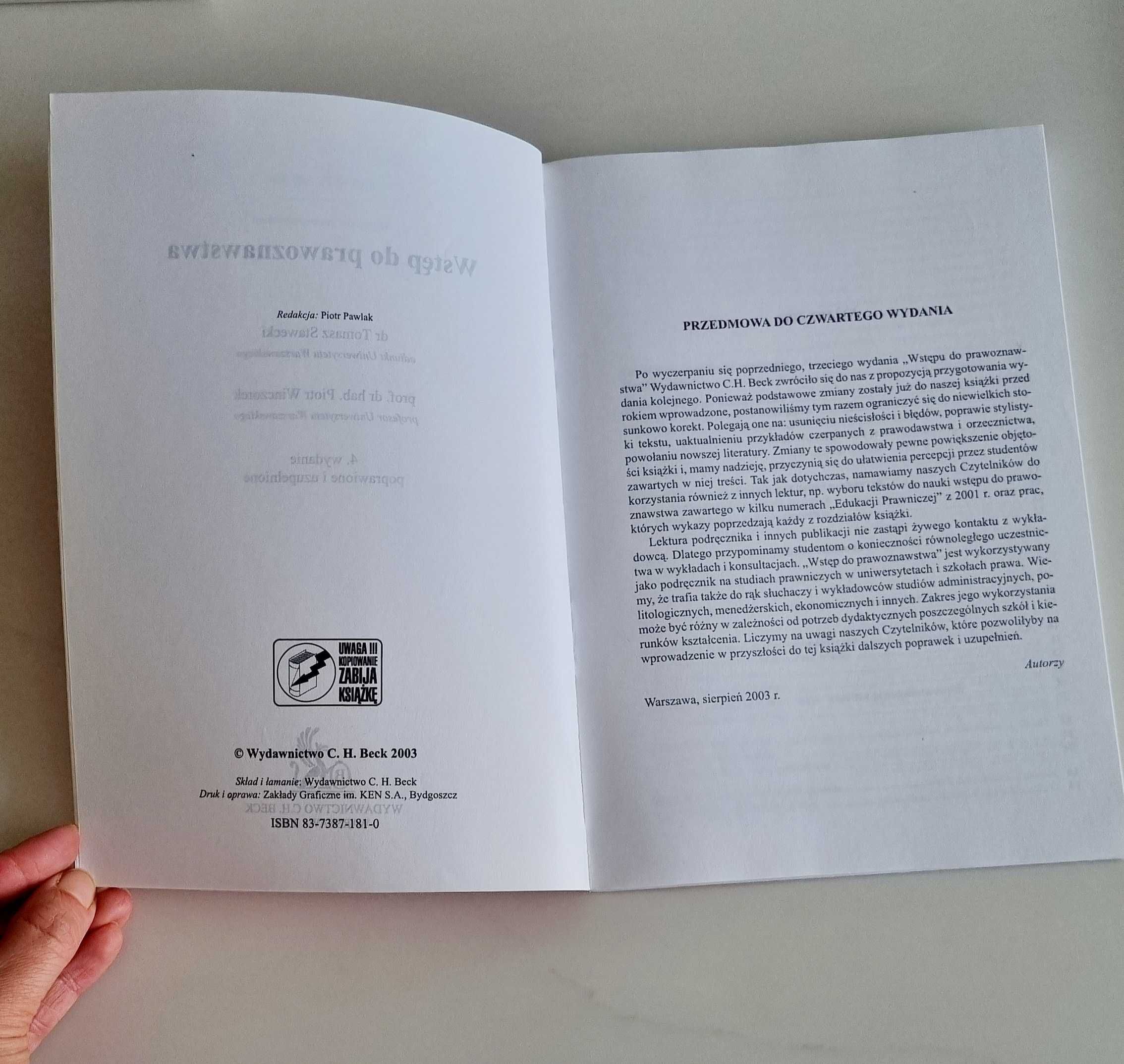 Podręcznik Wstęp do prawoznawstwa, 4 wydanie T.Stawecki, P. Winczorak