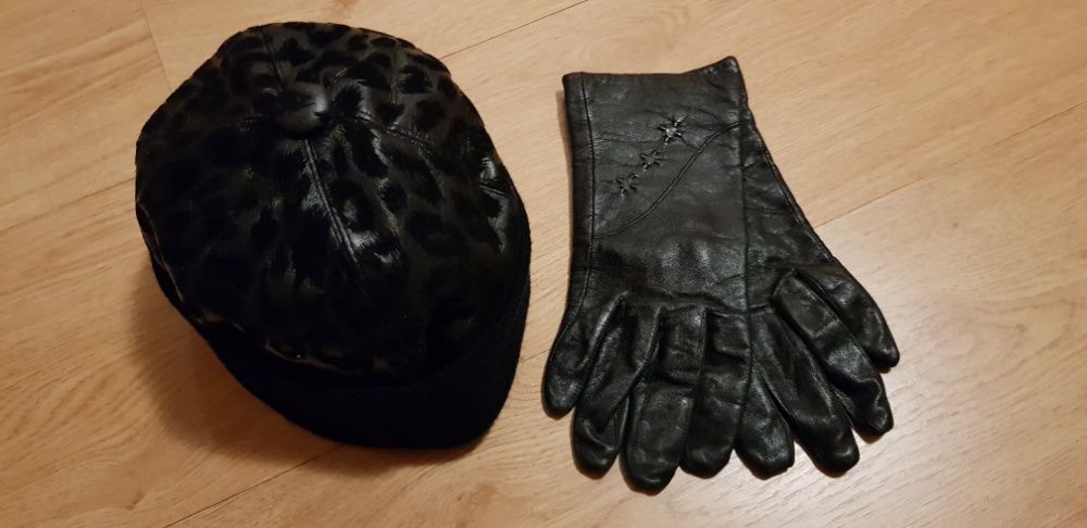 Czapka damska lub rękawiczki ze skóry naturalnej