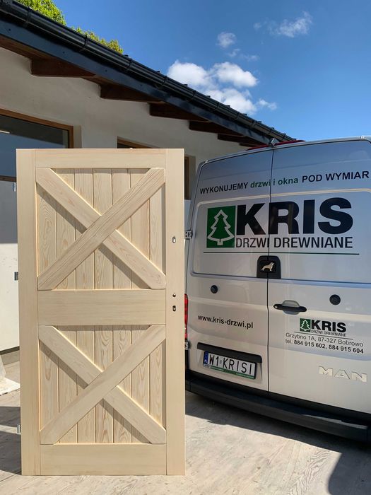 Drzwi garażowe drewniane dwuskrzydłowe NA WYMIAR Montaż Cała Polska