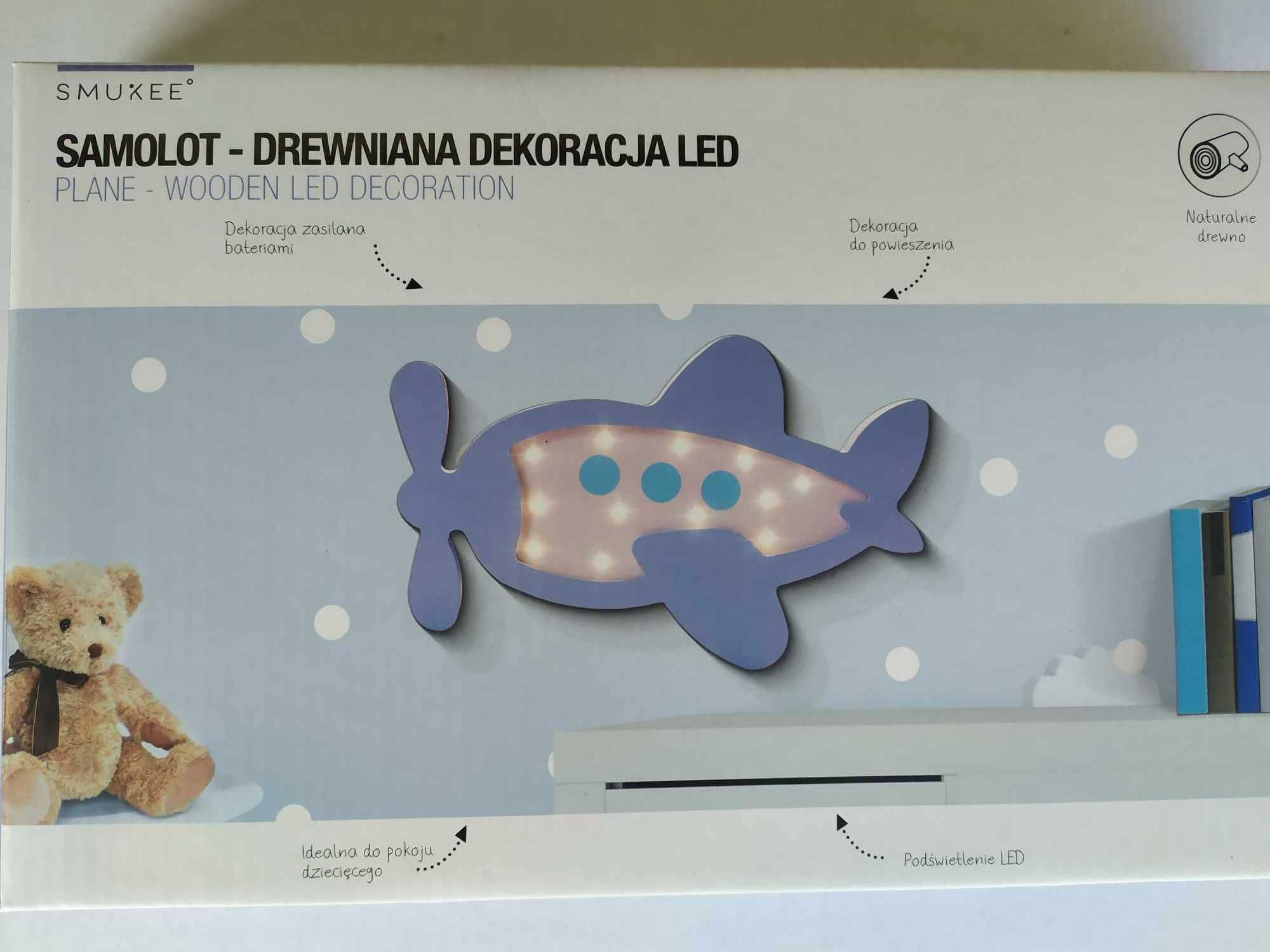 Dekoracja LED Drewniana SAMOLOT