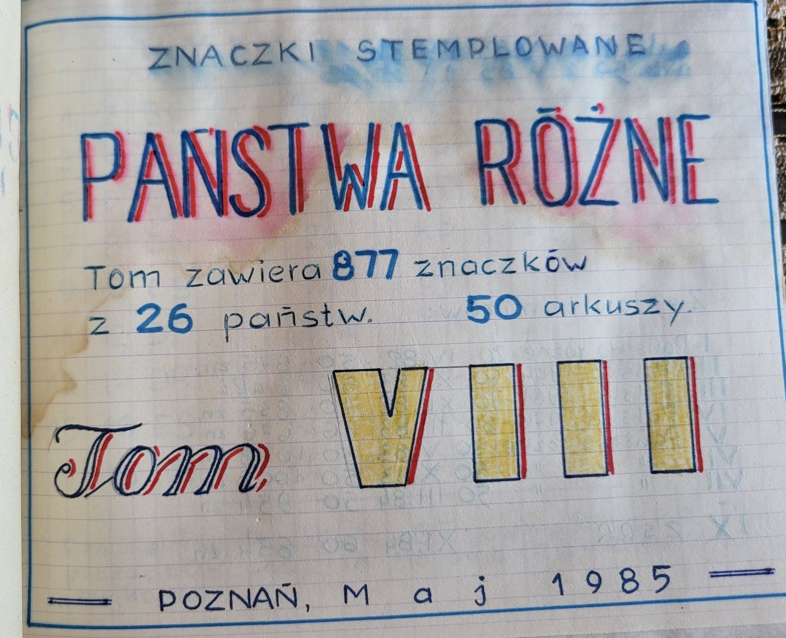 Album ze znaczkami Tom VIII z XI rok 1985.