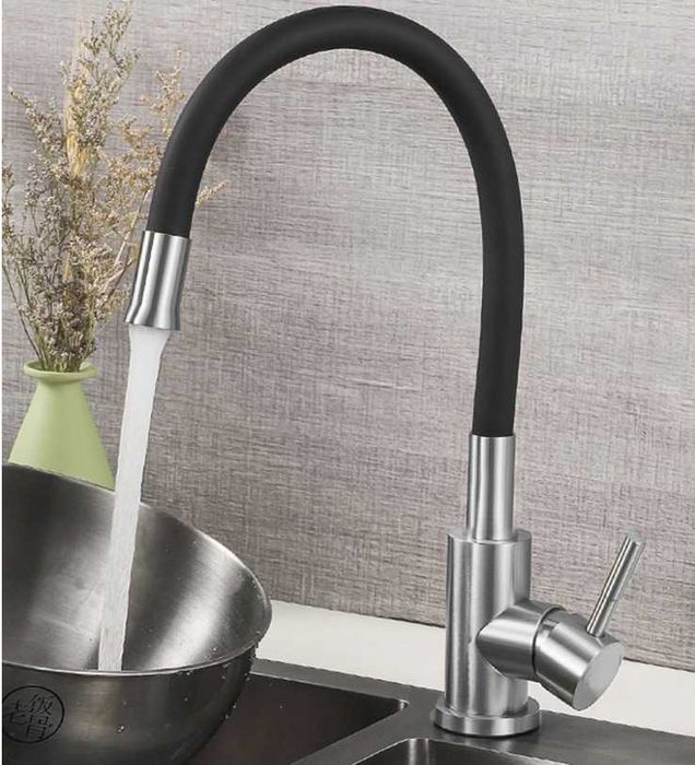 Nowa BATERIA KUCHENNA Czarna Elastyczna Wylewka Giętka Kran (-20%)