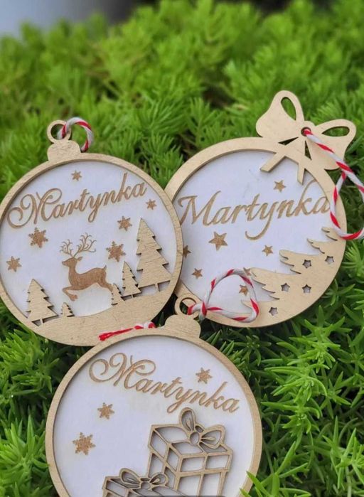 Bombka na choinke drewniana z imieniem