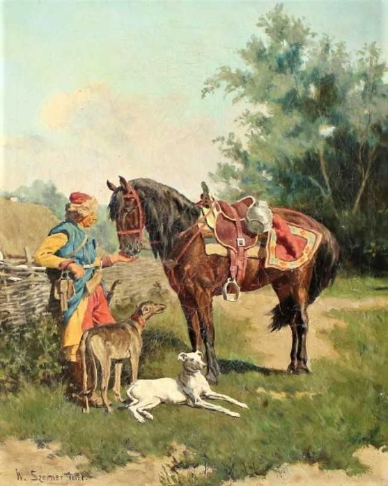 Władysław Karol Szerner (1870 - 1936) obraz "Pandur ze swoim koniem"