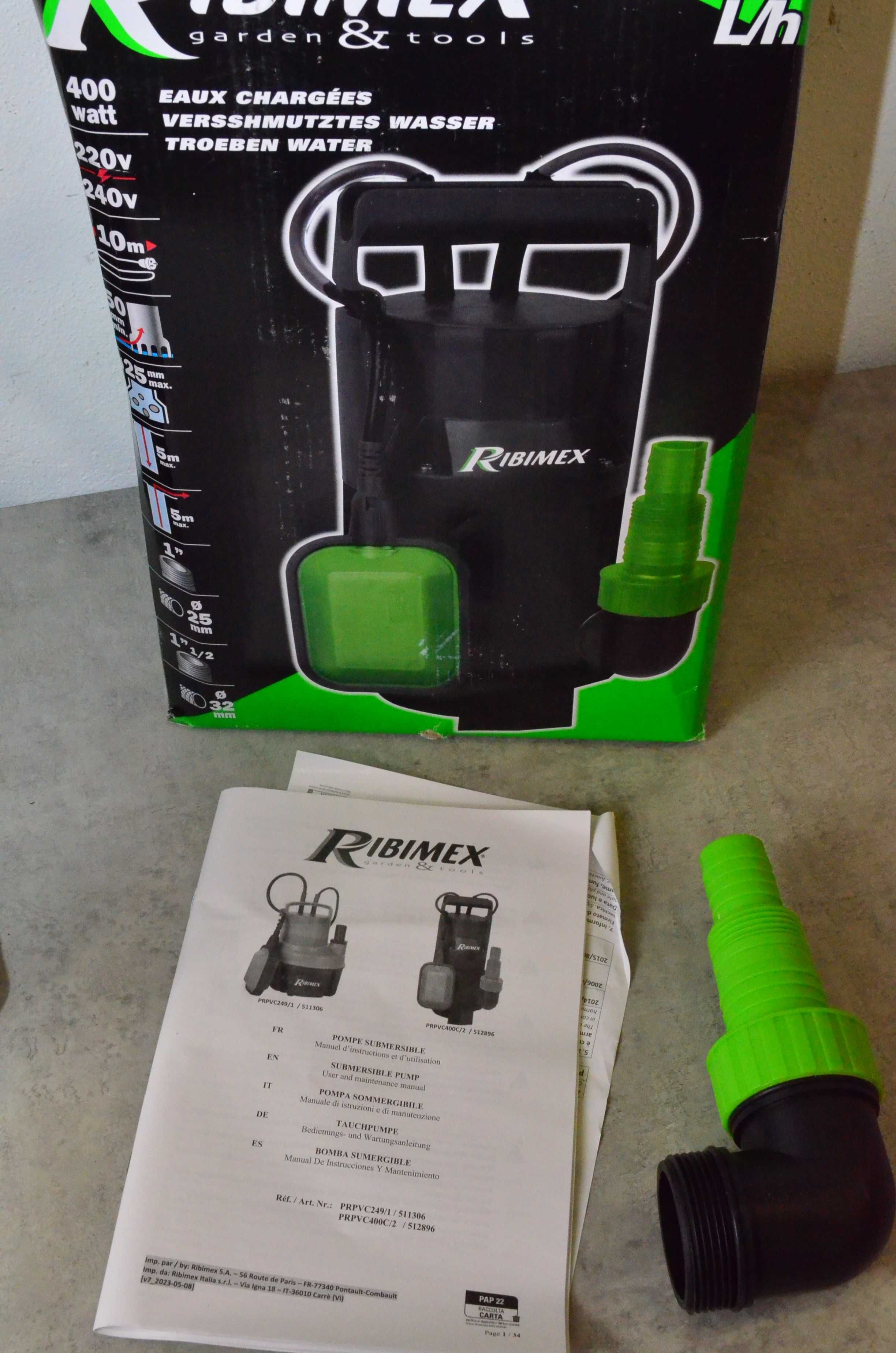 Pompa zatapialna do ścieków 400 W Ribimex PRPVC400C