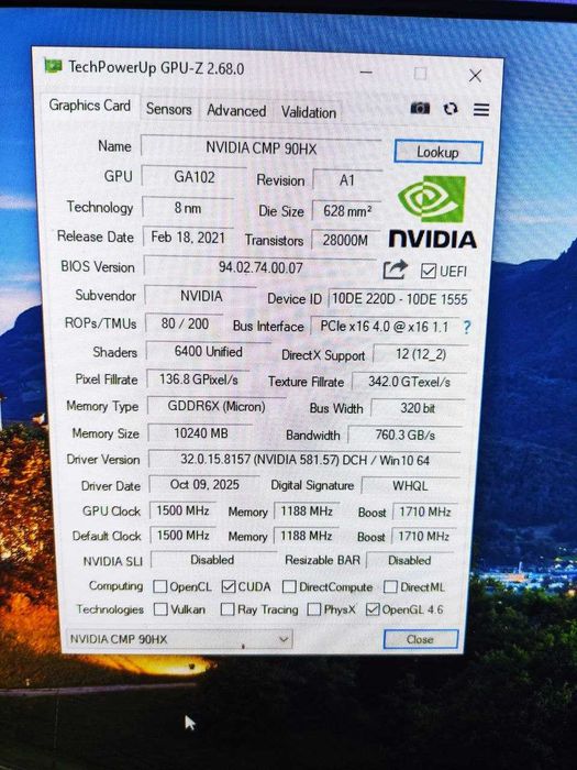 Топова відеокарта рівень  RTX 3080 pci-e x16 для рендрінгу за сльози