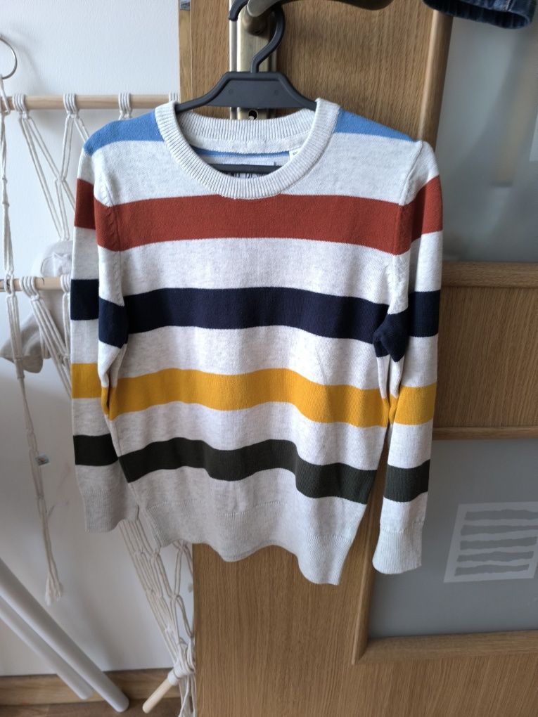 elegancki sweter dla chłopca w paski c&a 122 100% bawełna