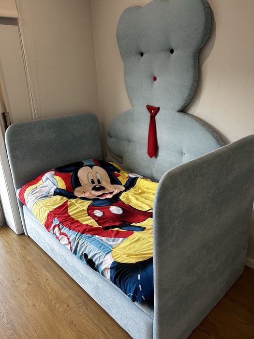 Cama Infantil com Cama Auxiliar — Cabeceira Ursinho