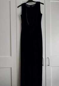 Dluga aksamitna czarnna sukienka L