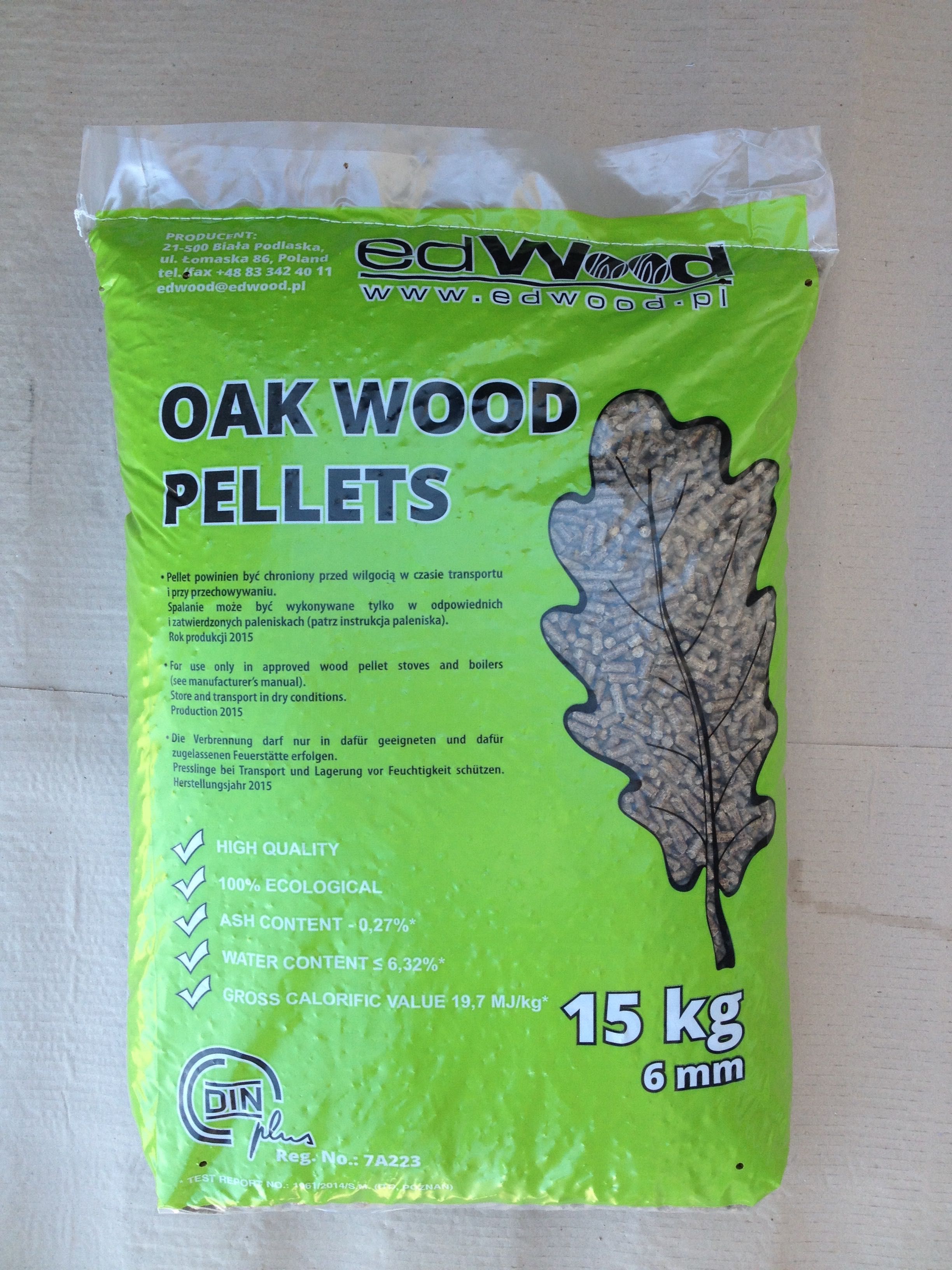 Liściasty pellet drzewny (dąb) 0,495t / 700zł / transport winda