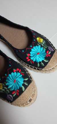 Espadryle Haft buty czarne Nowe 36,5