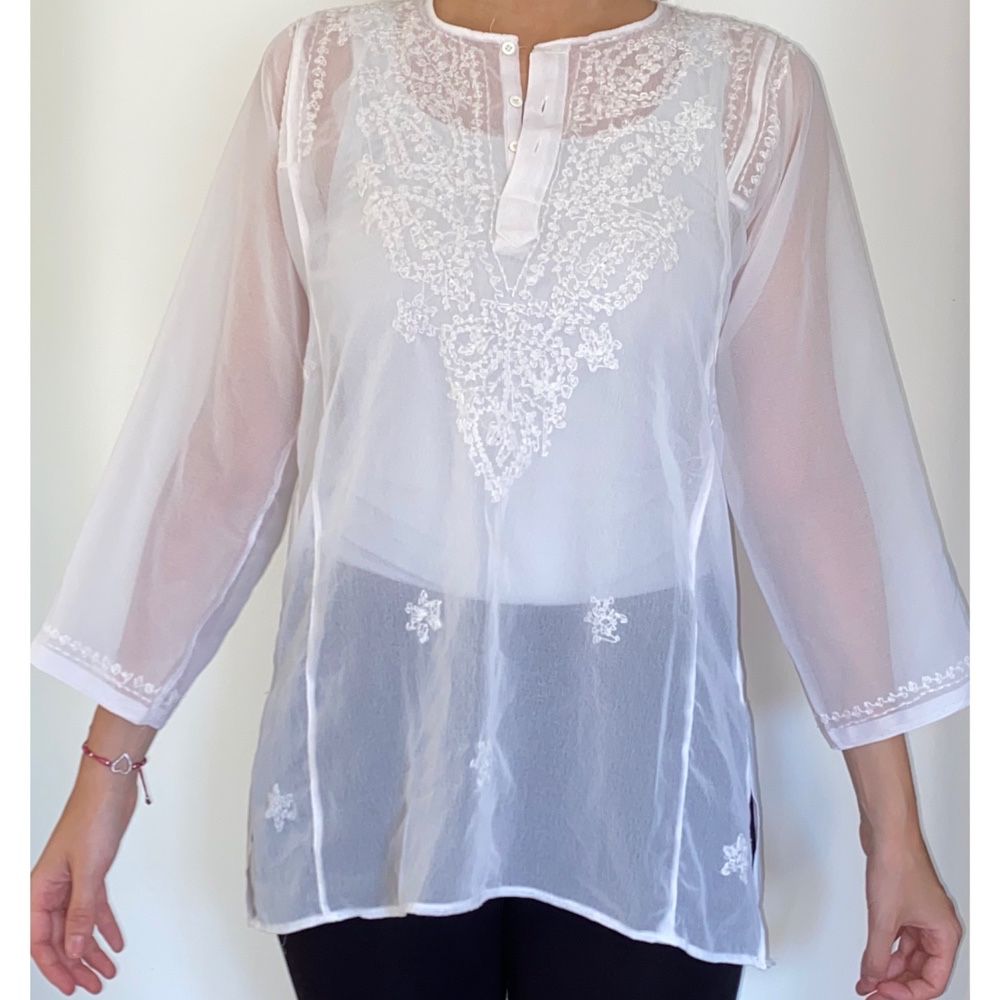 Blusa Branca Transparente